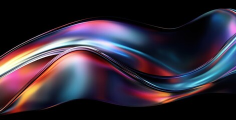 Fototapeta premium Futuristic Abstract Composition with Reflective Curves and Iridescent Colors in High Contrast Lighting