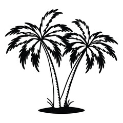 Obraz premium palm trees vector illustration silhouette on a white background.