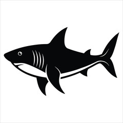 Obraz premium Shark vector illustration silhouette on a white background.