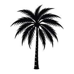 Obraz premium Palm tree vector illustration silhouette on a white background.