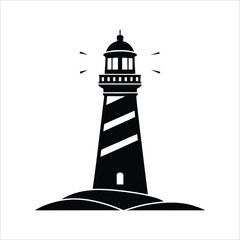 lighthouse vector illustration silhouette on a white background.