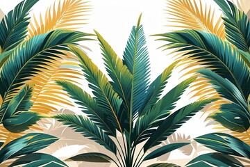 Majestic Layered Palm Leaf Illustration on Clear Background