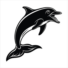 Dolphin vector illustration silhouette on a white background.