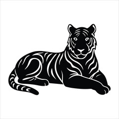 Fototapeta premium Royal Bangle Tiger vector illustration silhouette on a white background.