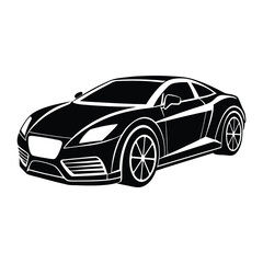 Obraz premium black sports car silhouette vector on a white background.