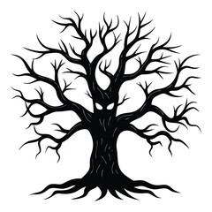 Scarry tree silhouette vector on a white background.