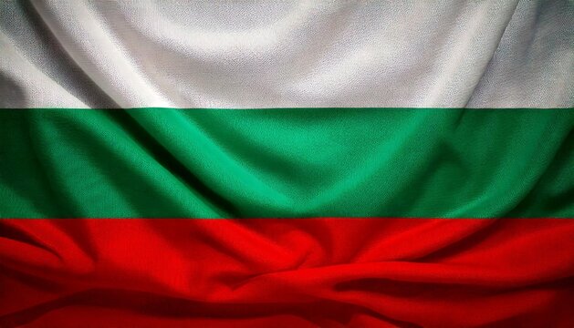 Bulgarian flag background with fluttering fabric texture