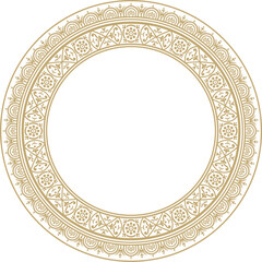 Vector round gold border, frame, Pompeii ring. Circle Neopolitan ornament. Art of Ancient Rome