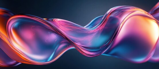 Fluid Abstract Glassy Background with Vibrant Colors and Soft Glow