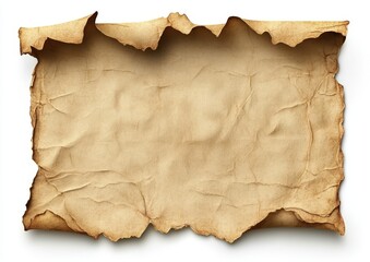 Aged parchment scroll on white background