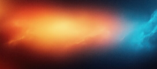 Obraz premium Deep Blue to Warm Orange Smooth Gradient Abstract Background with Grainy Noisy Texture and Color Blend