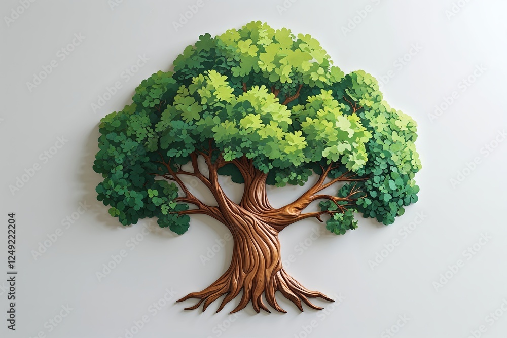 Poster isolated broad tree emblem on white background for design and branding