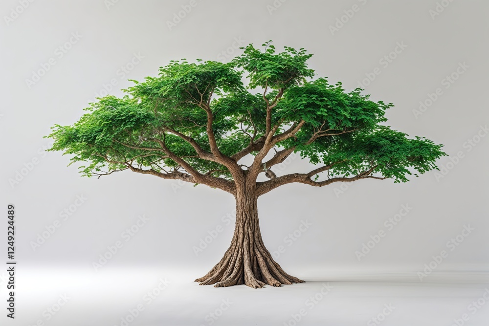 Poster exotic broad tree display isolated on white background