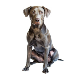 Elegant Chocolate Labrador Retriever Dog Sitting on White Background