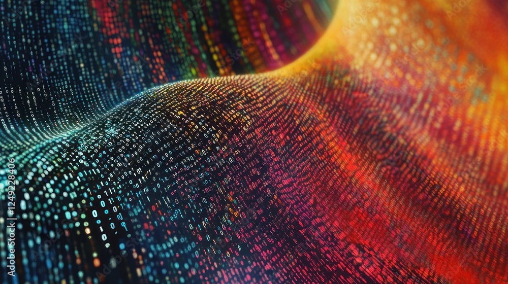 Leinwandbilder abstract colorful wave of particles, digital data flow, vibrant multicolored texture.