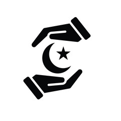 Ramadan icon. vector moon and stars in hand. Islamic impression in the holy month. banner, pamphlet, islam. simple 3d design style