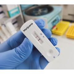 Rapid test device for THC (delta- 9-tetrahydrocannabinol) or marijuana drug test used to confirm...