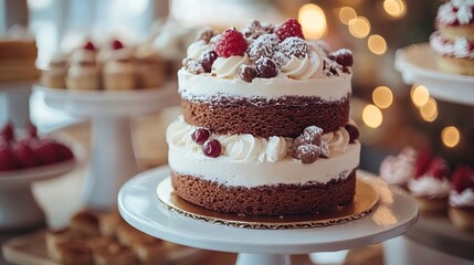 Deliciously Decorated Cake with Smooth White Frosting and Elegant Design Showcasing a Gourmet Pastry Creation Perfect for Celebrations Birthdays and Special Occasions in a Cozy Atmosphere