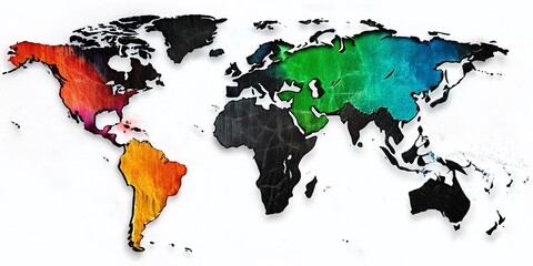 Obraz premium World Map Contour Lines, Black and White Earth, Minimalist Geographic Illustration