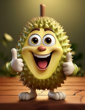 3D lustige Durian Frucht Daumen hoch