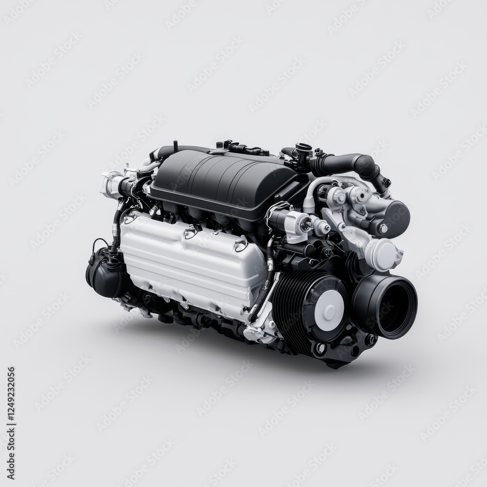 Poster high-quality engine with modern design and complex mechanics for automotive innovation and engineeri