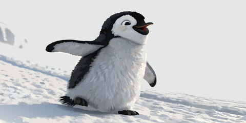 penguin on snow