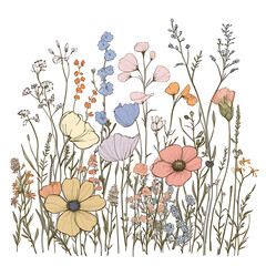 Naklejka premium flowers and leaves in pictures illustrator2D
