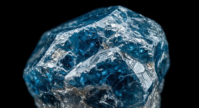 Close up view of a stunning blue zirkon crystal