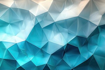 Fototapeta premium Abstract geometric pattern of blue and white triangles resembling water waves