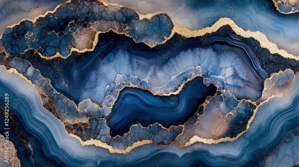 Poster abstract blue and gold stone texture background with sparkling effect