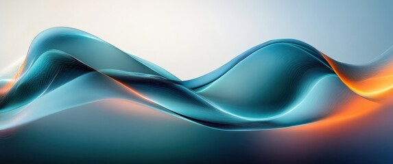 Naklejka premium Abstract Futuristic Wavy Glass Shapes Background Smooth Curves and Gradients