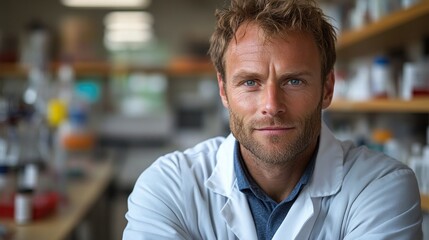 Obraz premium Portrait of a Confident Scientist in a Laboratory Setting
