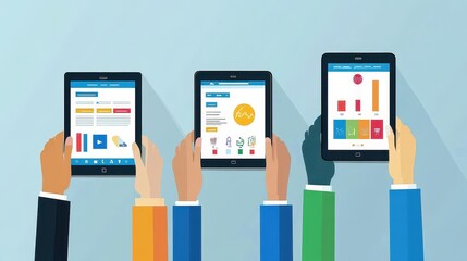 Hands Holding Tablets with Modern User Interfaces