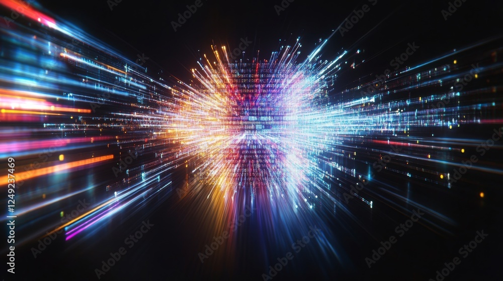 Poster dazzling burst of colors with vibrant lights creating a stunning visual effect in 4k resolution