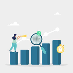Analysis of quality, productivity and market share with other enterprises. Competitor benchmarking tools for company assessment. Vector illustration.	