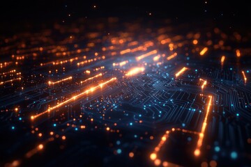 Fototapeta premium Language Models and Intelligence in a Digital Cyberpunk Landscape with Neural Networks and Deep Learning Technology