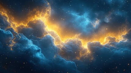 Fototapeta premium Glowing nebula cloudscape, cosmic energy, space background, fantasy art
