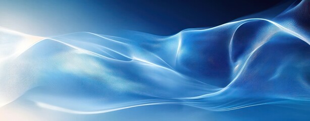 Obraz premium Futuristic Abstract Blue Digital Art with Flowing Lines and Curves in Minimalistic Composition