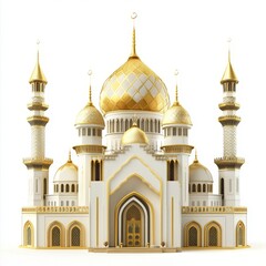 A transparent background featuring a 3D element of Islamic architecture