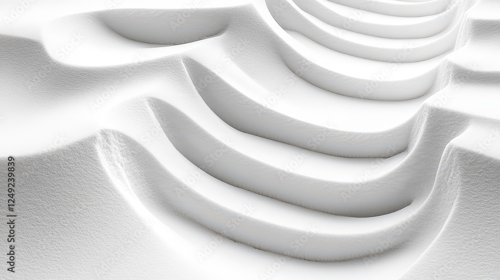 Poster abstract white texture, wave pattern, background design, 3d render, website background