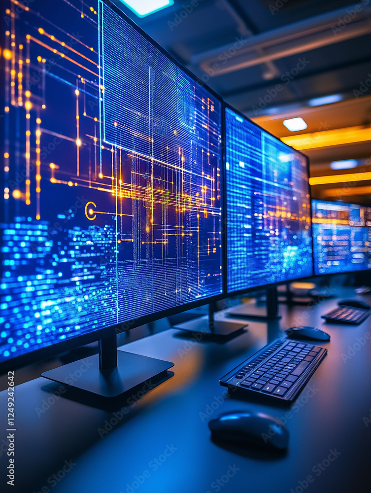 Poster ot security industrial defense. cybersecurity detection. infrastructure firewall. monitoring resilie