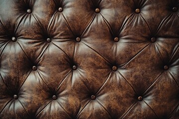 Brown leather tufted upholstery detail