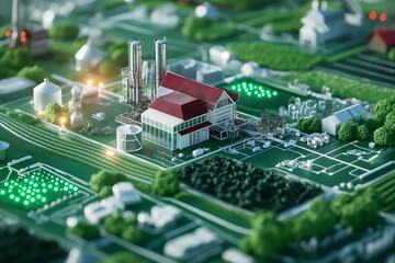 Obraz premium OT security industrial defense. Cybersecurity detection. Infrastructure firewall. Monitoring resilience. A realistic illustration of a smart farm showcasing advanced agricultural technology.