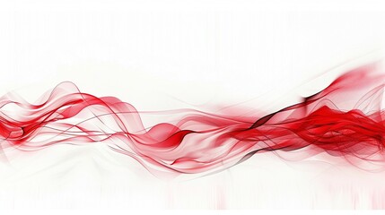 Red swirling ribbons abstract artwork 3d rendering image, ai generated