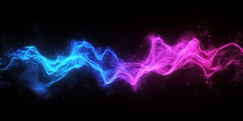 Electric cyan and magenta holographic light trails with floating dust specks. Glitchy futuristic lighting, cyberpunk-inspired reflections, and radiant shine

