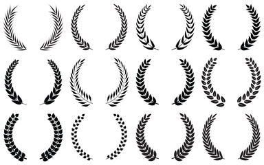 set of laurel wreaths on isolated background of black laurel wreaths of vector illustration 