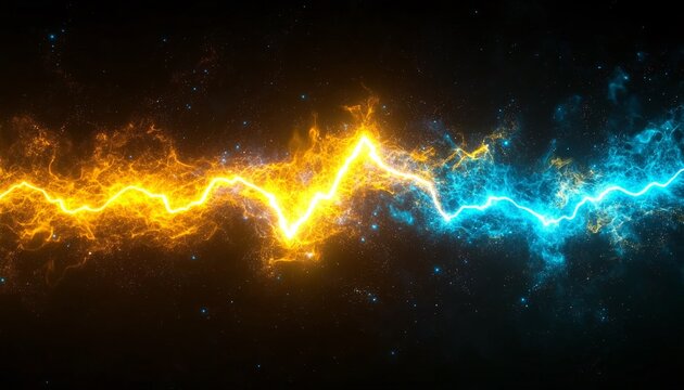 Vibrant lightning bolt representing productivity and innovation set against a business technology background showcasing energy and dynamism in the corporate world.