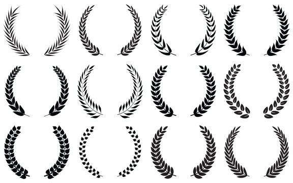 set of laurel wreaths on isolated background of black laurel wreaths of vector illustration 