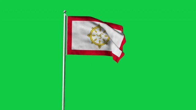 High detailed flag of Sikkim. National Sikkim flag. 3D Render.