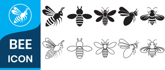 Bee icon. Bumblebee pictogram. Honey bee vector illustration. Honeycomb hive symbol. Insect sign isolated. vector illustration.